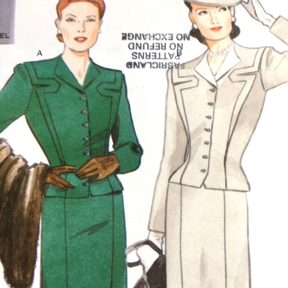 VOGUE Retro Sewing Pattern 1944 Jacket & Skirt Size 14 UNCUT Wiggle Skirt Fitted